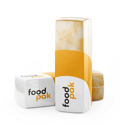 Sacs rétractables imprimés sur mesure avec la marque FoodPak pour les blocs de fromage